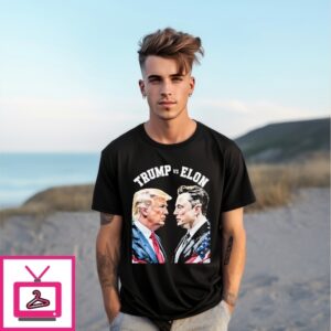 Trump Vs Elon American Flag ’25 T-Shirt