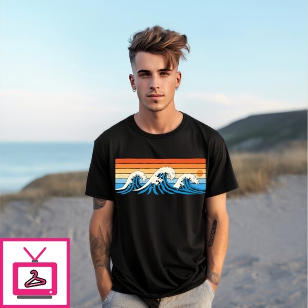 A Sunset And Waves Scene Inspired By The Great Wave Off Kanagawa Vintage T-Shirt
