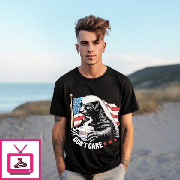 Badger Coffee Don’T Care Usa Flag T-Shirt