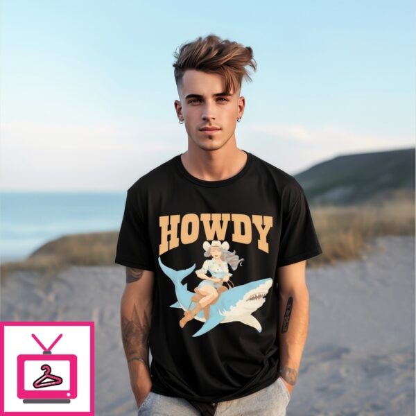 Cowgirl Riding Shark Rodeo T-Shirt