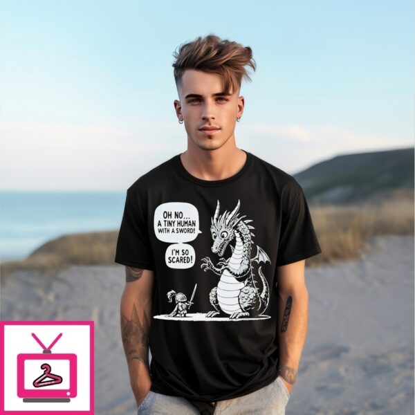 Dragon Oh No A Tiny Human With A Sword I’M So Scared T-Shirt