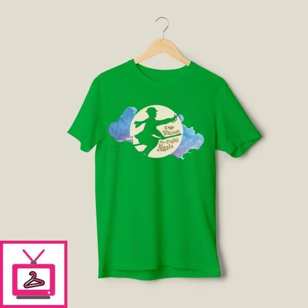 I Love Witches Who Fight Nazis Bedknobs And Broomsticks Little Trans Flag T-Shirt