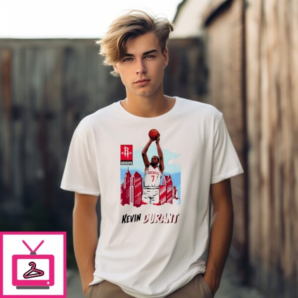Kevin Durant Houston Rockets City Skyline Caricature T-Shirt