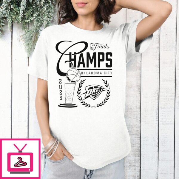 Oklahoma City Thunder 2025 Nba Finals Champions Metallic Logo Shirt