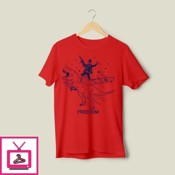 Patriotic Lincoln Riding Dinosaur Usa Freedom T-Shirt