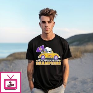 Snoopy And Woodstock Driving Car Lsu Tigers 2025 Ncaa Men’S College World Series Champions T-Shirt