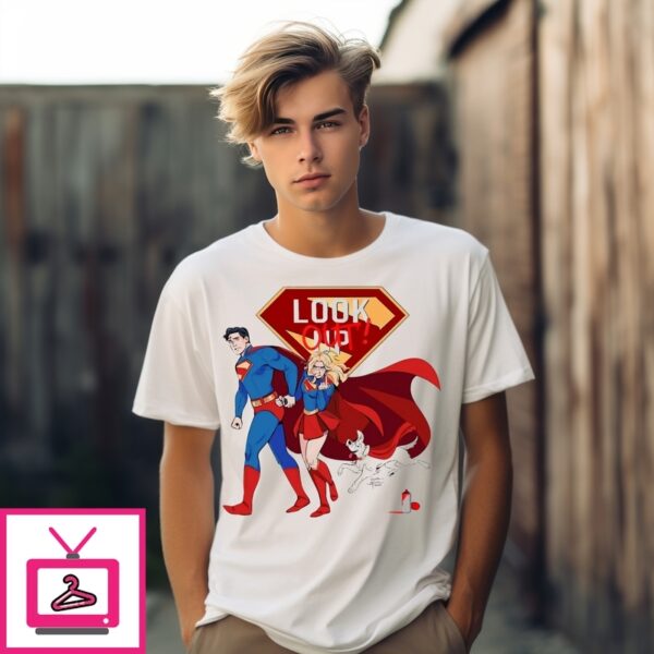 Superman Clark Kent Supergirl Kara Zor-El Middle Finger Superdog Krypto Look Out T-Shirt