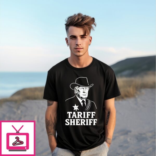 Trump Cowboy Tariff Sheriff Caricature T-Shirt