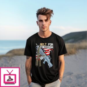 Belt For Freedom Gun Usa Flag T-Shirt