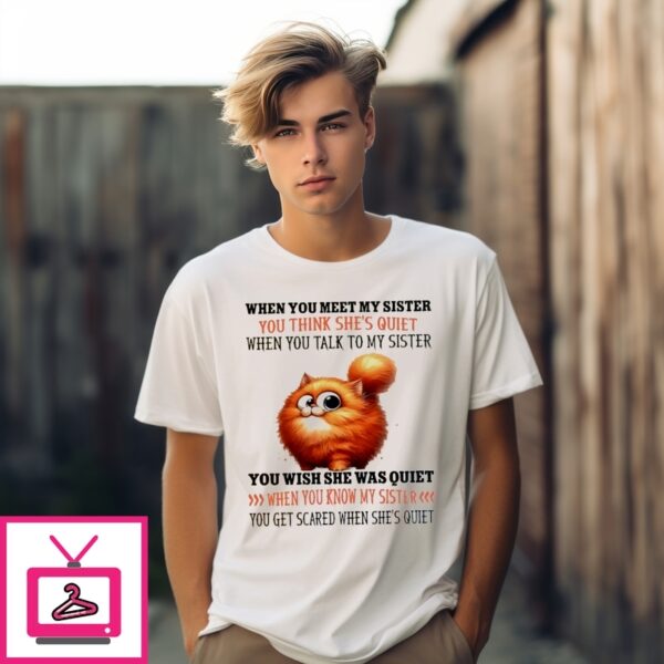 Cat When You Meet My Sister You Think She’S Quiet When You Talk To My Sister T-Shirt