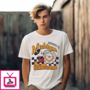 Mickey Mouse University Of Michigan Wolverines 1817 Vintage Logo T-Shirt