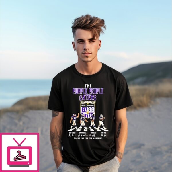 Minnesota Vikings Purple People Eaters Nfl Champs Thank You For The Memories Signatures T-Shirt