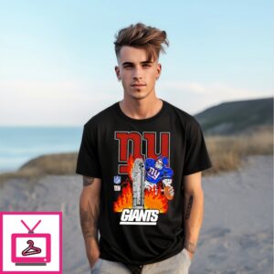 New York Giants X Skeleton Player With Skyscraper Graphic T-Shirt
