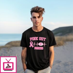 Pink Out Green Bay Packers Breast Cancer Awareness Heartbeat T-Shirt