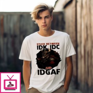 Stuck Between Idk Idc And Idgaf Viking Wolf Halloween T-Shirt