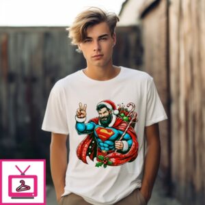 Superman Santa With Candy Christmas T-Shirt