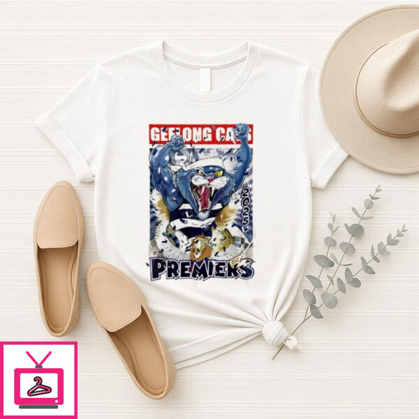 Afl Geelong Cats Premier Mascot Cartoon T-Shirt