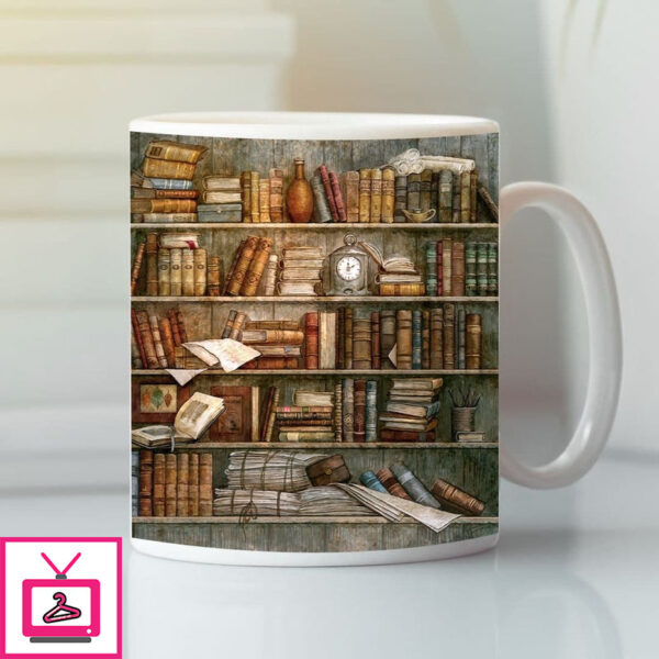 Bookshelf Mug Book Lovers Librarian Coffee Mug