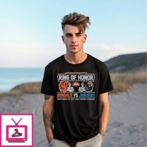 Cincinnati Bengals & Jacksonville Jaguars Ring Of Honor September 30 2021 Paul Brown Stadium T-Shirt Cincinnati Bengals & Jacksonville Jaguars Ring Of Honor September 30 2021 Paul Brown Stadium T-Shirt