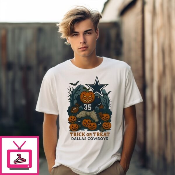 Dallas Cowboys Pumpkin Player Trick Or Treat Halloween 2025 T-Shirt