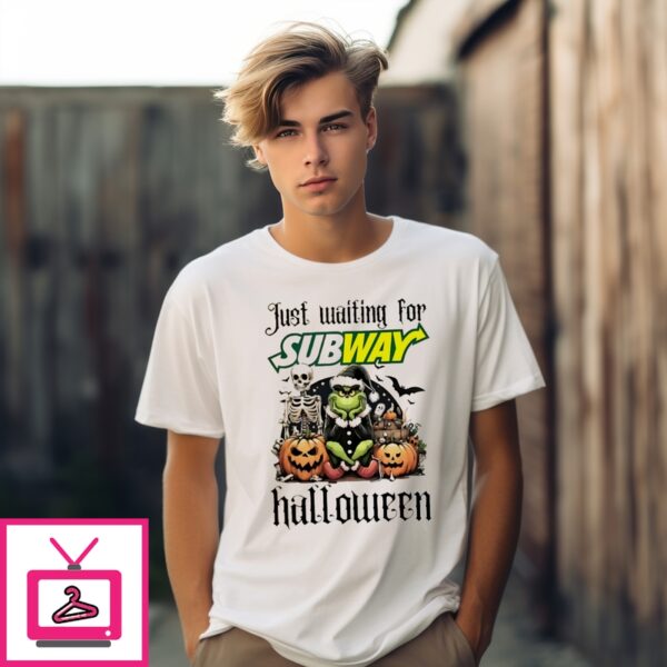 Grinch Just Waiting For Subway Halloween Goth Skeleton T-Shirt