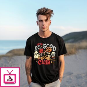 Horror Characters Up To No Good Social Club Halloween T-Shirt