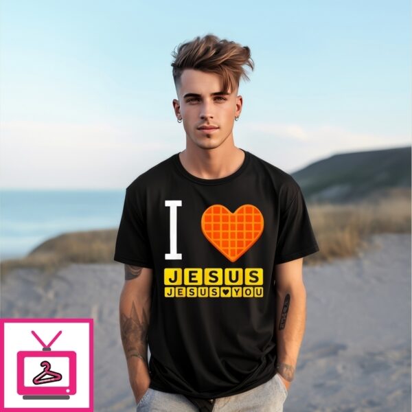 I Love Jesus Waffle Heart Christian T-Shirt