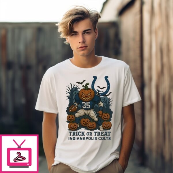 Indianapolis Colts Pumpkin Player Trick Or Treat Halloween 2025 T-Shirt