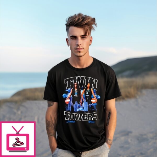 Kamilla Cardoso And Angel Reese Chicago Sky Twin Towers T-Shirt