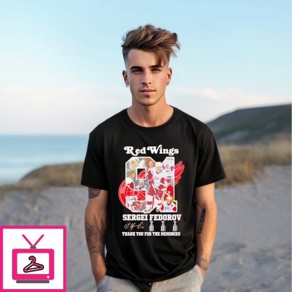 Legend Sergei Fedorov 3-Time Stanley Cup Champion Detroit Red T-Shirt