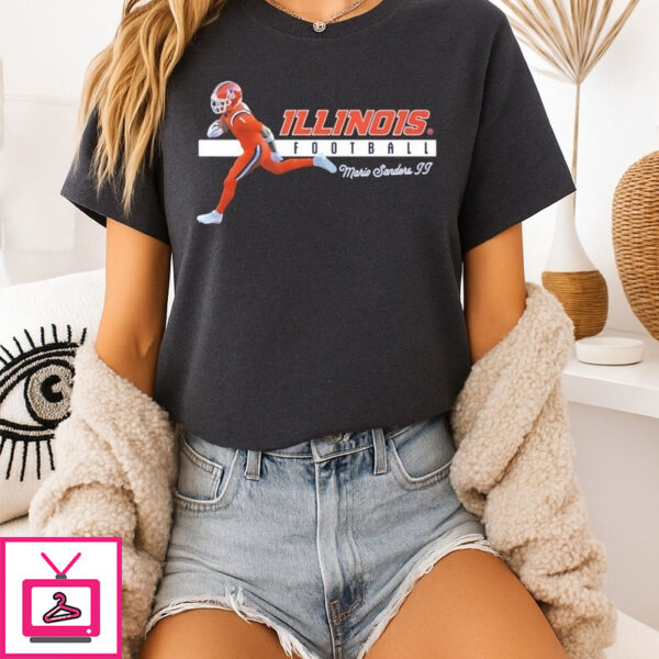 Mario Sanders Ii Illinois Fighting Illini Illustrated T-Shirt