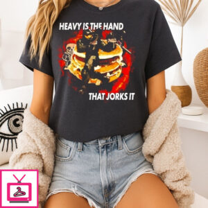 Master Chief Eating A Burger Heavy Is The Hand That Jorks It T-Shirt