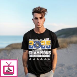 Milwaukee Brewers Back To Back To Back 2025 Nl Central Division Champions T-Shirt