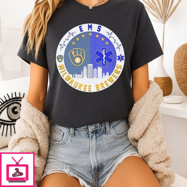 Milwaukee Brewers X Star Of Life Ems Skyline Logo T-Shirt