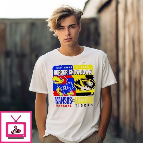 Missouri Vs Kansas 2025 Ncaa Border Showdown Ticker T-Shirt