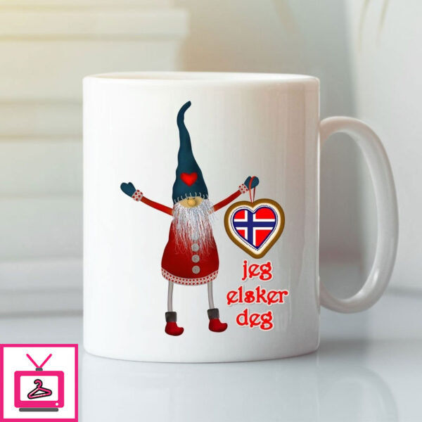 Norwegian Mug Jeg Elsker Deg I Love You Nisse Heart