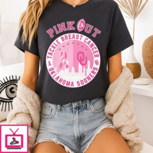 Oklahoma Sooners Pink Out Tackle Breast Cancer Logo T-Shirt