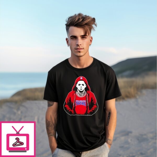 Philadelphia 76Ers Nba Michael Myers Scary Halloween Mashup T-Shirt