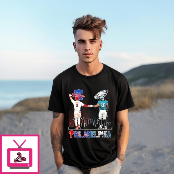 Philadelphia Phillies 2025 Bryce Harper Philadelphia Eagles Saquon Barkley  T-Shirt