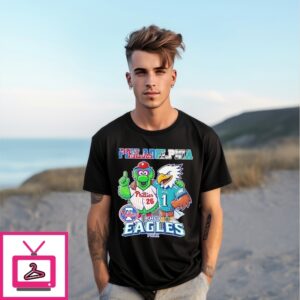 Philadelphia Phillies J.T. Realmuto Vs Philadelphia Eagles Jalen Hurts Mascot T-Shirt