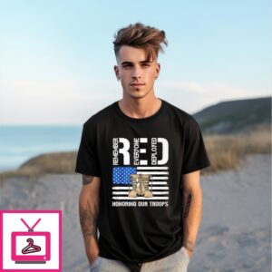 Red Honoring Our Troops Usa Flag T-Shirt