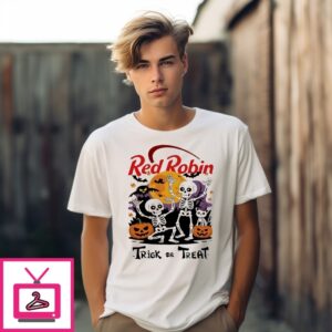 Red Robin X Skeleton Trick Or Treat Halloween T-Shirt