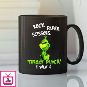 Rock Paper Scissors Throat Punch Grinch Mug