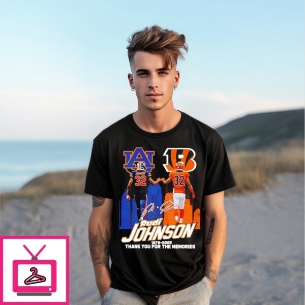 Rudi Johnson 1979 2025 Auburn And Cincinnati Bengals Thank You For The Memories T-Shirt