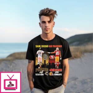 San Diego Padres Fernando Tatis Jr. All Season Vs San Francisco 49Ers George Kittle On Sundays T-Shirt