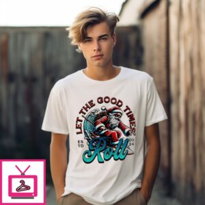 Santa Surfing Let The Good Time Est 2024 Roll T-Shirt