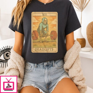 Skeleton Deadlifts Tarot Card T-Shirt