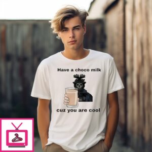 Skeleton Have A Choco Milk Cuz You Are Cool Halloween T-Shirt