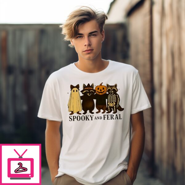 Spooky And Feral Raccoon Halloween T-Shirt