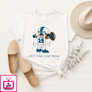 St Brown Detroit Lions First Down Saint Brown Caricature T-Shirt